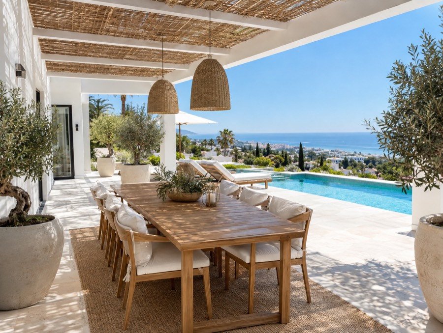 Terraza de una villa preparada para vender en Marbella (imagen ilustrativa)